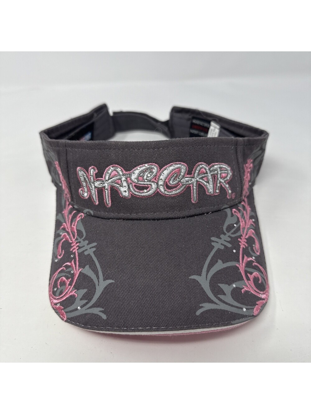 Nascar Women’s Racing Visor Grey Pink Bling OSFA